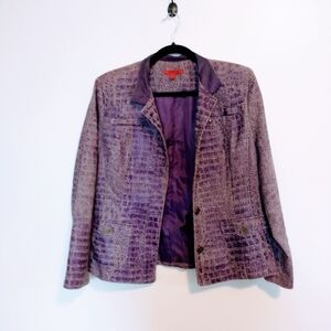 Joni B purple snakeprint jacket with button front and pockets. Lined, size mediu